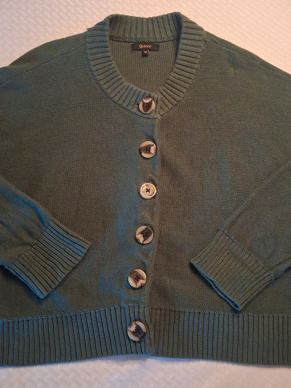Quince Olive Green Button-Front Cardigan - Picture 1 of 8
